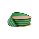 1 1/2" Wired Dupioni Ribbon | Watermelon Rind Stripe w/ Green Backing | 10 Yard Roll