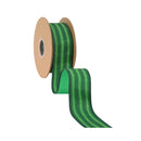 1 1/2" Wired Dupioni Ribbon | Watermelon Rind Stripe w/ Green Backing | 10 Yard Roll