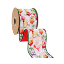 4" Wired Dupioni Ribbon | Party Cocktails w/ Red Backing | 10 Yard Roll