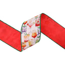 4" Wired Dupioni Ribbon | Party Cocktails w/ Red Backing | 10 Yard Roll