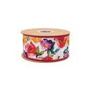 2 1/2" Wired Dupioni Ribbon | Saturated Floral w/ Blue Backing | 10 Yard Roll