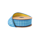 1 1/2" Wired Dupioni Ribbon | Blue on Blue Checks w/ Yellow Backing | 10 Yard Roll