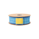 1 1/2" Wired Dupioni Ribbon | Blue on Blue Checks w/ Yellow Backing | 10 Yard Roll