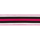 2 1/2" Wired Dupioni Ribbon | Black/Pink/White Vertical Stripe w/ Hot Pink Backing | 10 Yard Roll