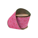 4" Wired Dupioni Ribbon | Retro Pink Geometric Pattern w/ Green Backing | 10 Yard Roll