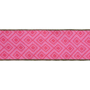 4" Wired Dupioni Ribbon | Retro Pink Geometric Pattern w/ Green Backing | 10 Yard Roll