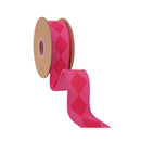 1 1/2" Wired Dupioni Ribbon | Pink/Hot Pink Harlequin w/ Hot Pink Backing | 10 Yard Roll