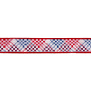 1 1/2" Wired Dupioni Ribbon | Patriotic Bias Plaid w/ Red Backing | 10 Yard Roll