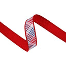 1 1/2" Wired Dupioni Ribbon | Patriotic Bias Plaid w/ Red Backing | 10 Yard Roll