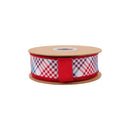 1 1/2" Wired Dupioni Ribbon | Patriotic Bias Plaid w/ Red Backing | 10 Yard Roll