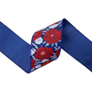 4" Wired Dupioni Ribbon | Red/White/Blue Floral w/ Navy Backing | 10 Yard Roll
