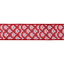 2 1/2" Wired Dupioni Ribbon | White Star Flower on Red w/ Red Backing | 10 Yard Roll
