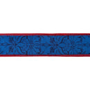1 1/2" Wired Dupioni Ribbon | Blue on Blue Floral w/ Red Backing | 10 Yard Roll