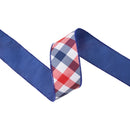 2 1/2" Wired Dupioni Ribbon | Navy Blue/Red/White Lattice Plaid w/ Navy Backing | 10 Yard Roll