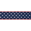2 1/2" Wired Dupioni Ribbon | White Stars on Blue w/ Blue Backing | 10 Yard Roll