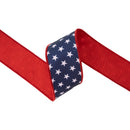 2 1/2" Wired Dupioni Ribbon | White Stars on Blue w/ Blue Backing | 10 Yard Roll
