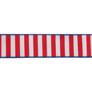 2 1/2" Wired Dupioni Ribbon | Red/White Horizontal Stripe w/ Navy Blue Backing | 10 Yard Roll