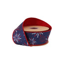 2 1/2" Wired Dupioni Ribbon | Fireworks on Blue w/ Red Backing | 10 Yard Roll