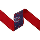 2 1/2" Wired Dupioni Ribbon | Fireworks on Blue w/ Red Backing | 10 Yard Roll