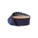 1 1/2" Wired Faux Linen Ribbon | Navy Blue Faux Linen w/ Ultrasonic Edge | 10 Yard Roll