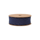 1 1/2" Wired Faux Linen Ribbon | Navy Blue Faux Linen w/ Ultrasonic Edge | 10 Yard Roll