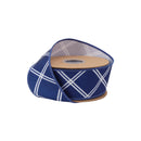 2 1/2" Wired Dupioni Ribbon | White Lattice on Blue w/ White Backing | 10 Yard Roll