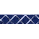 2 1/2" Wired Dupioni Ribbon | White Lattice on Blue w/ White Backing | 10 Yard Roll