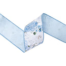 4" Wired Dupioni Ribbon | Blue/White Hydrangeas on White w/ Blue Backing | 10 Yard Roll