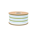 2 1/2" Wired Dupioni Ribbon | Blue/Green/White Vertical Stripe Ribbon w/ White Backing | 10 Yard Roll