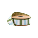 1 1/2" Wired Dupioni Ribbon | Blue and Green Wide Horizontal Stripe w/ Green Backing | 10 Yard Roll