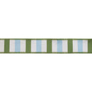 1 1/2" Wired Dupioni Ribbon | Blue and Green Wide Horizontal Stripe w/ Green Backing | 10 Yard Roll