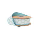 1 1/2" Wired Dupioni Ribbon | Green/White Geometric Pattern w/ Blue Backing | 10 Yard Roll