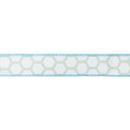 1 1/2" Wired Dupioni Ribbon | Green/White Geometric Pattern w/ Blue Backing | 10 Yard Roll