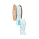 1 1/2" Wired Dupioni Ribbon | Green/White Geometric Pattern w/ Blue Backing | 10 Yard Roll