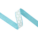 1 1/2" Wired Dupioni Ribbon | Green/White Geometric Pattern w/ Blue Backing | 10 Yard Roll