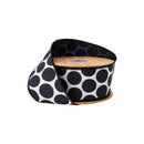 2 1/2" Wired Dupioni Ribbon | Black Polka Dots on White w/ Black Backing | 10 Yard Roll