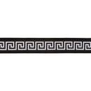 1 1/2" Wired Dupioni Ribbon | White/Black Narrow Greek Key w/ Black Backing | 10 Yard Roll