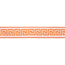 1 1/2" Wired Dupioni Ribbon | Pink/Bright Orange Narrow Greek Key w/ Orange Backing | 10 Yard Roll