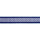 1 1/2" Wired Dupioni Ribbon | White/Navy Narrow Greek Key w/ Navy Blue Backing | 10 Yard Roll