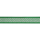 1 1/2" Wired Dupioni Ribbon | Light Green/White Narrow Greek Key w/ Dark Green Backing | 10 Yard Roll