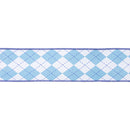 2 1/2" Wired Dupioni Ribbon | Light Blue/White Argyle w/ Blue Backing | 10 Yard Roll
