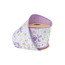 4" Wired Dupioni Ribbon | Pastel Spring Flowers w/ Purple Backing | 10 Yard Roll