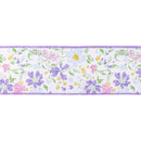 4" Wired Dupioni Ribbon | Pastel Spring Flowers w/ Purple Backing | 10 Yard Roll