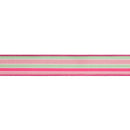 1 1/2" Wired Dupioni Ribbon | Multicolor Varied Narrow Stripe w/ Pink Backing | 10 Yard Roll