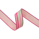 1 1/2" Wired Dupioni Ribbon | Multicolor Varied Narrow Stripe w/ Pink Backing | 10 Yard Roll