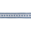 1 1/2" Wired Dupioni Ribbon | Hand-Drawn Blue/White Foliage Vertical Border w/ Navy Blue Backing | 10 Yard Roll