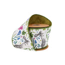 4" Wired Dupioni Ribbon | Bunnies and Ferns w/ Green Backing | 10 Yard Roll