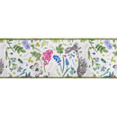 4" Wired Dupioni Ribbon | Bunnies and Ferns w/ Green Backing | 10 Yard Roll