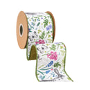 4" Wired Dupioni Ribbon | Bunnies and Ferns w/ Green Backing | 10 Yard Roll