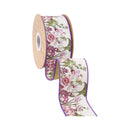 2 1/2" Wired Dupioni Ribbon | Moody Floral w/ Green Backing | 10 Yard Roll